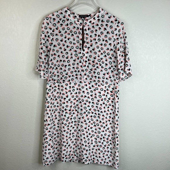 Tara Jarmon Womens Polka Dots Printed Dress Size 40 Short Sleeve Multicolor Silk - Picture 1 of 13